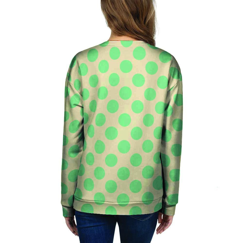 Cream And Teal Polka Dot Women's Sweatshirt-grizzshop