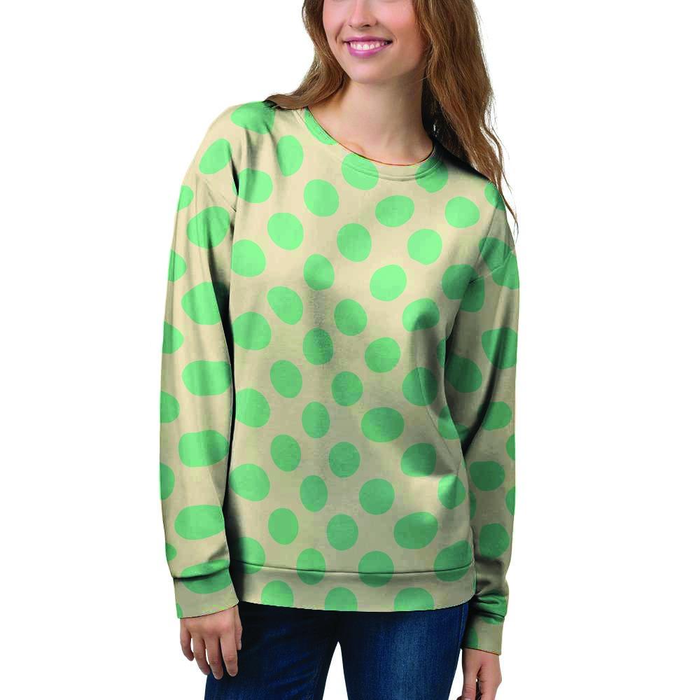 Cream And Teal Polka Dot Women's Sweatshirt-grizzshop