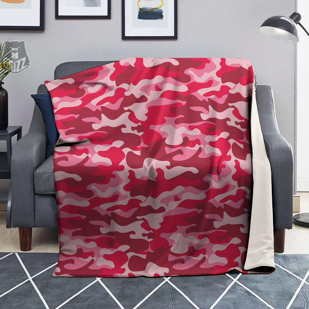 Crimson Camo And Camouflage Print Blanket-grizzshop