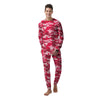 Crimson Camo And Camouflage Print Men's Pajamas-grizzshop