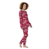 Crimson Camo And Camouflage Print Women's Pajamas-grizzshop