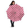 Crimson Checkered Flag Print Umbrella-grizzshop
