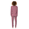 Crimson Checkered Flag Print Women's Pajamas-grizzshop