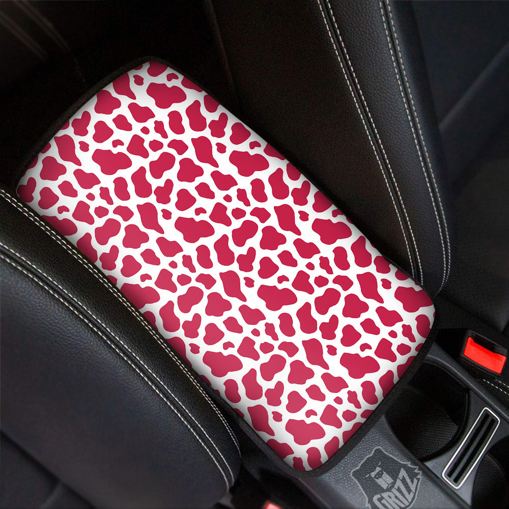 Crimson Cow Print Pattern Car Center Console Cover-grizzshop