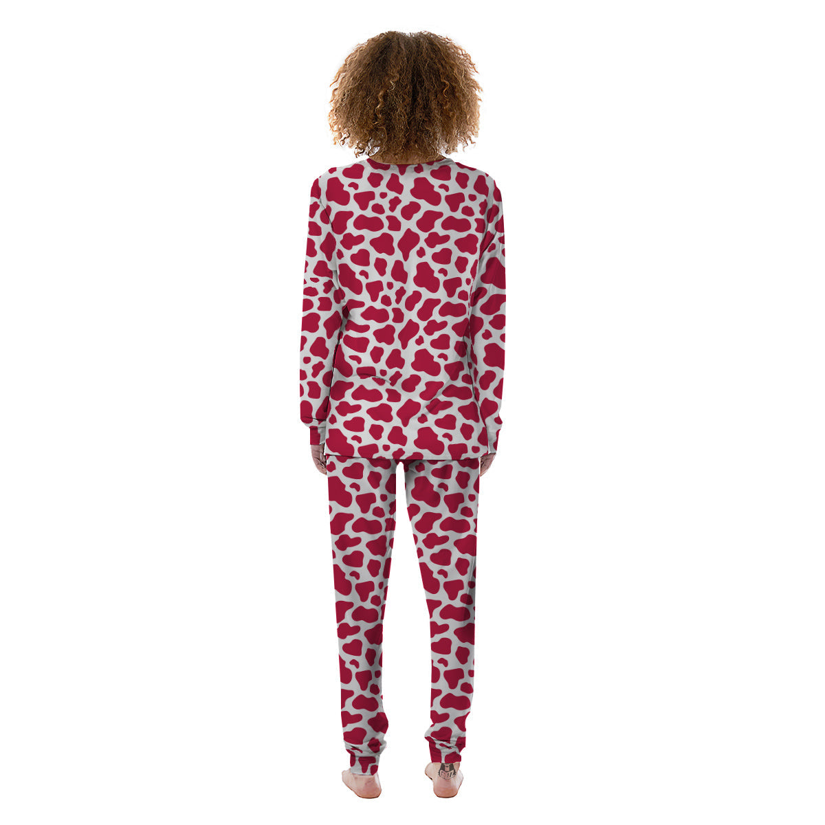 Crimson Cow Print Pattern Women's Pajamas-grizzshop