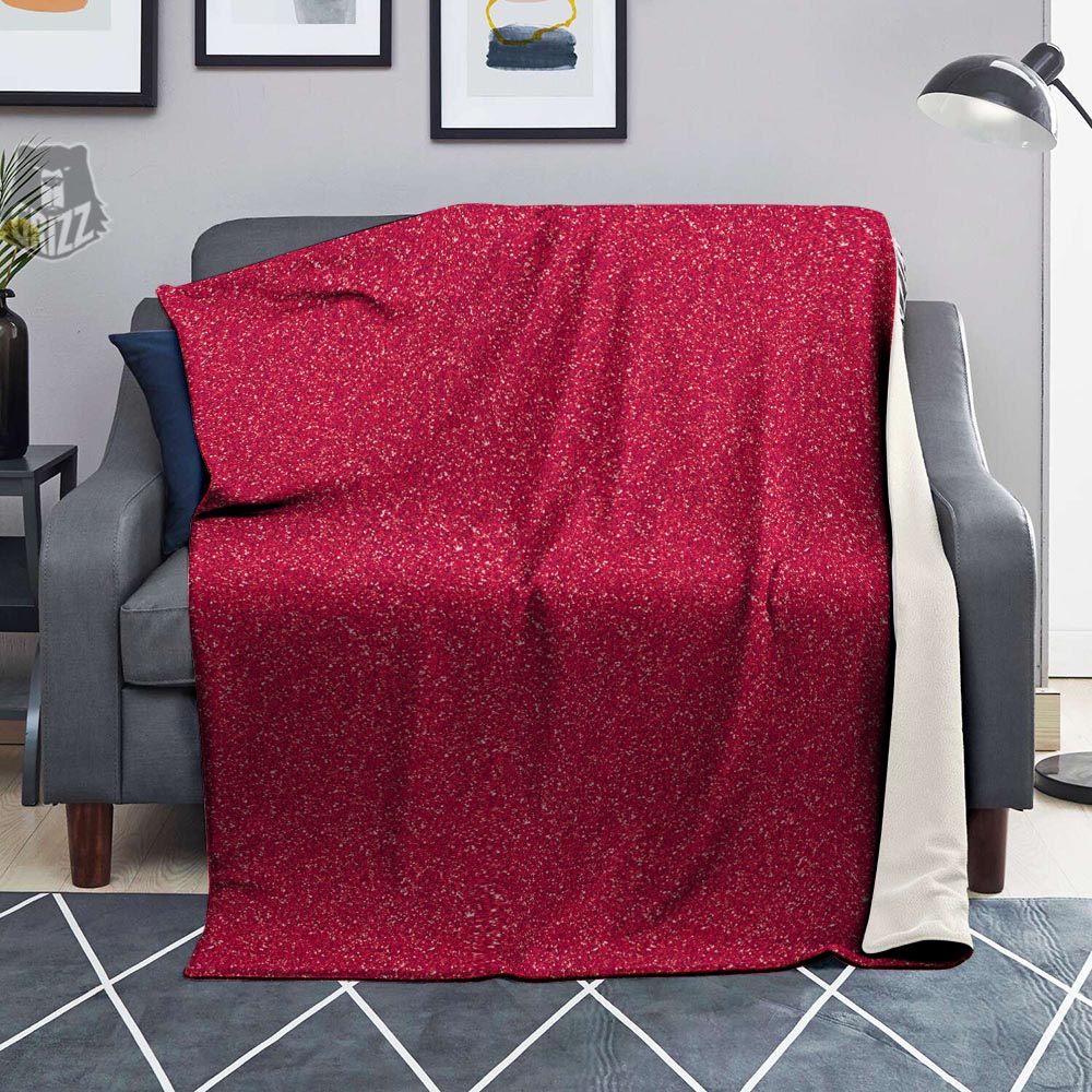 Crimson Glitter Texture Print Blanket-grizzshop