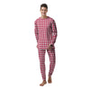 Crimson Houndstooth Print Men's Pajamas-grizzshop