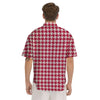 Crimson Houndstooth Print Men's Short Sleeve Shirts-grizzshop