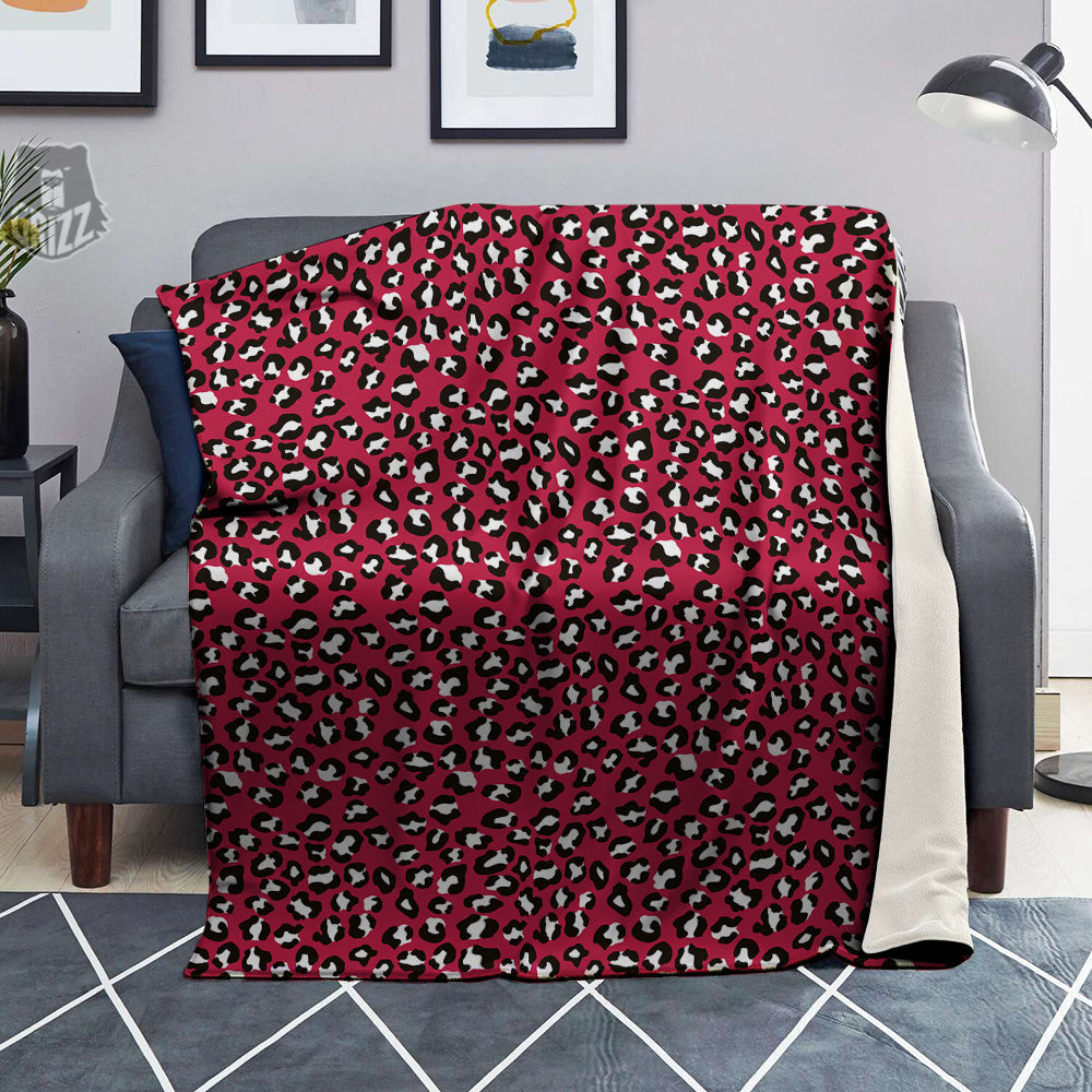 Crimson Leopard Print Pattern Blanket-grizzshop