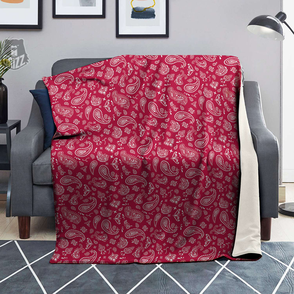 Crimson Paisley Bandana Print Blanket-grizzshop