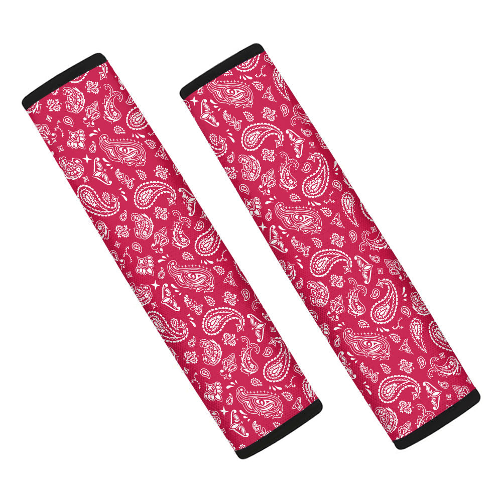 Crimson Paisley Bandana Print Car Seat Belt Cover-grizzshop