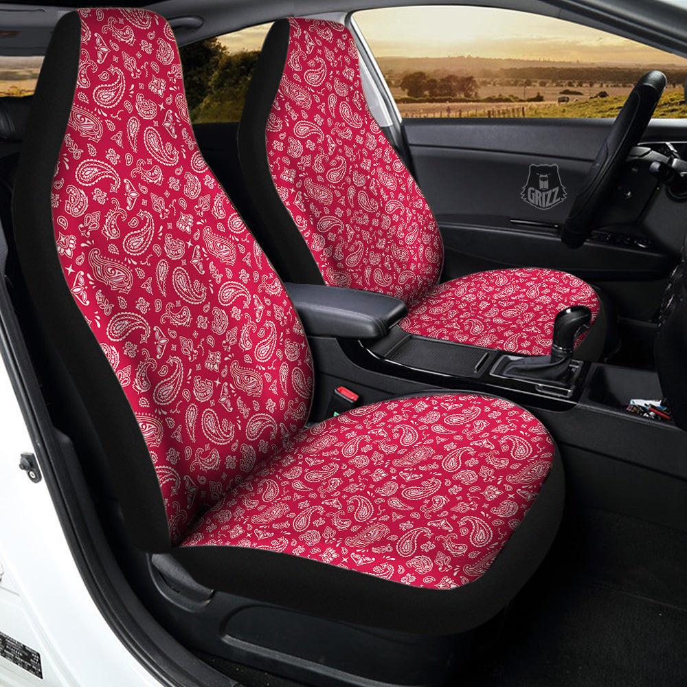 Crimson Paisley Bandana Print Car Seat Covers-grizzshop