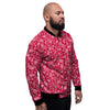 Crimson Paisley Bandana Print Men's Bomber Jacket-grizzshop