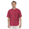 Crimson Paisley Bandana Print Men's Short Sleeve Shirts-grizzshop