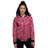 Crimson Paisley Bandana Print Women's Bomber Jacket-grizzshop