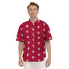 Crimson Paw Print Men's Short Sleeve Shirts-grizzshop