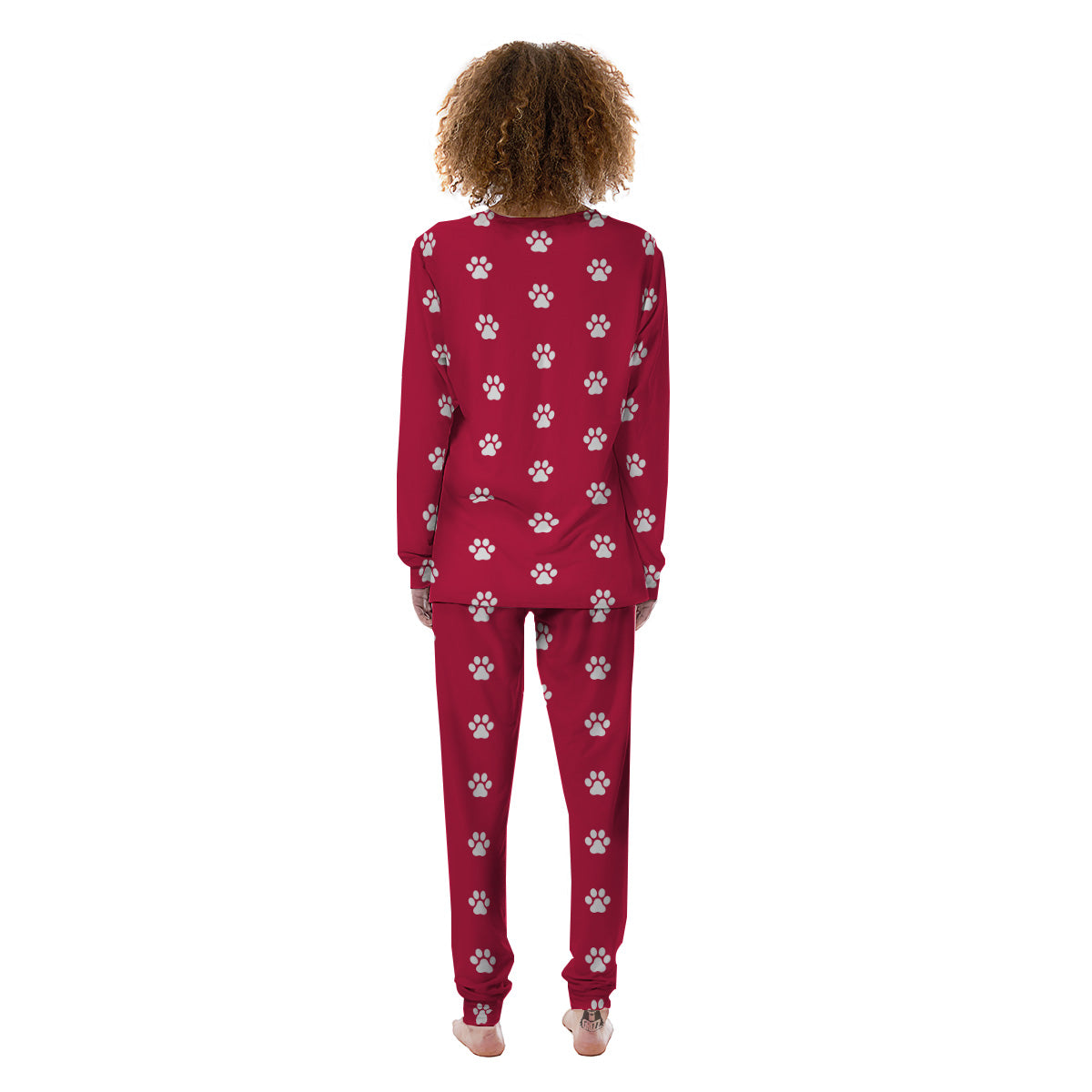 Crimson Paw Print Women's Pajamas-grizzshop