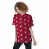 Crimson Paw Print Women's Short Sleeve Shirts-grizzshop