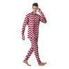 Crimson Wave Striped Print Men's Pajamas-grizzshop