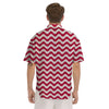 Crimson Wave Striped Print Men's Short Sleeve Shirts-grizzshop