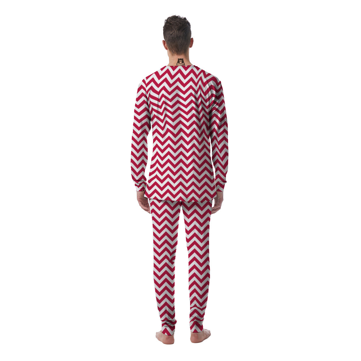 Crimson Zigzag Print Pattern Men's Pajamas-grizzshop