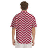 Crimson Zigzag Print Pattern Men's Short Sleeve Shirts-grizzshop