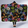 Crochet Koi Fish Lotus Pattern Print Hooded Blanket-grizzshop