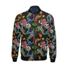 Crochet Koi Fish Lotus Pattern Print Men's Bomber Jacket-grizzshop