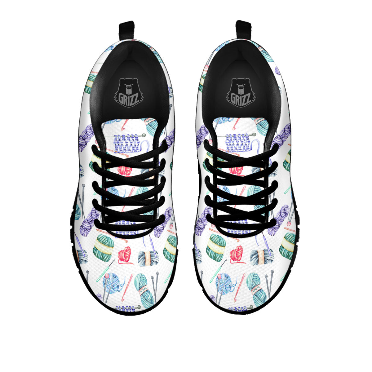 Crochet Yarn Print Pattern Black Sneaker-grizzshop