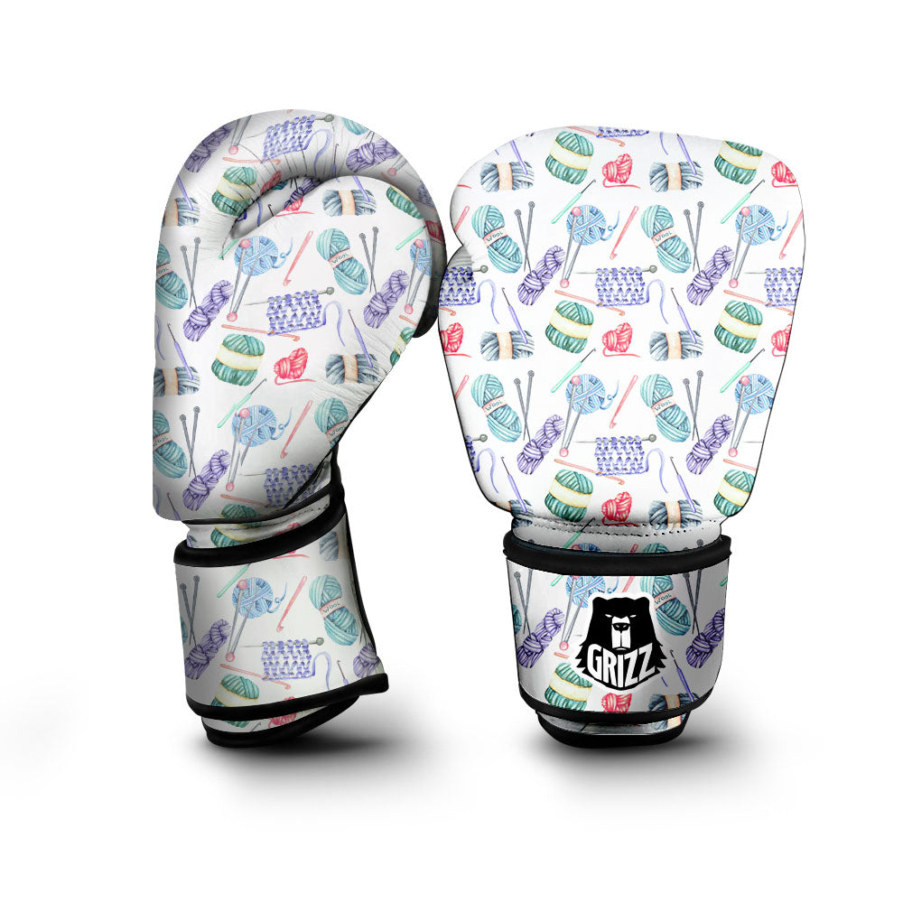 Crochet Yarn Print Pattern Boxing Gloves-grizzshop
