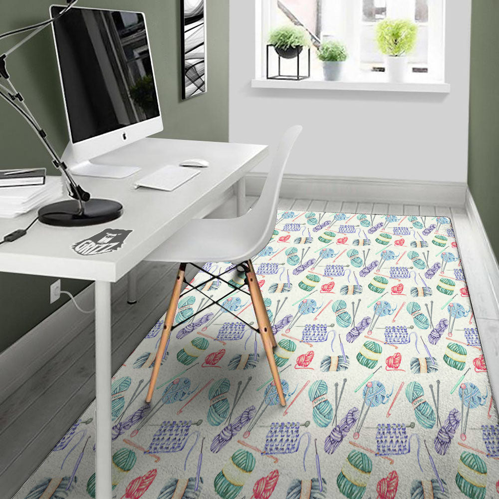 Crochet Yarn Print Pattern Floor Mat-grizzshop