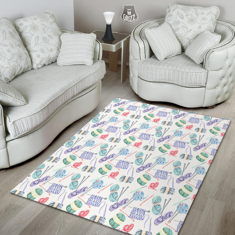 Crochet Yarn Print Pattern Floor Mat-grizzshop