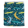 Crocodile Cartoon Pattern Print Duvet Cover Bedding Set-grizzshop