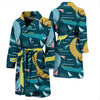 Crocodile Cartoon Pattern Print Men Long Robe-grizzshop