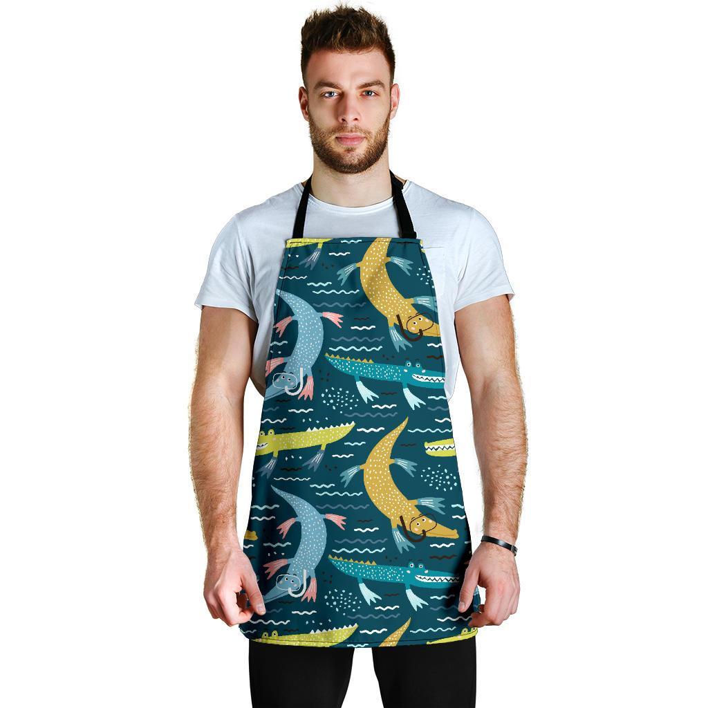 Crocodile Cartoon Pattern Print Men's Apron-grizzshop