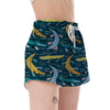 Crocodile Cartoon Pattern Print Women's Shorts-grizzshop