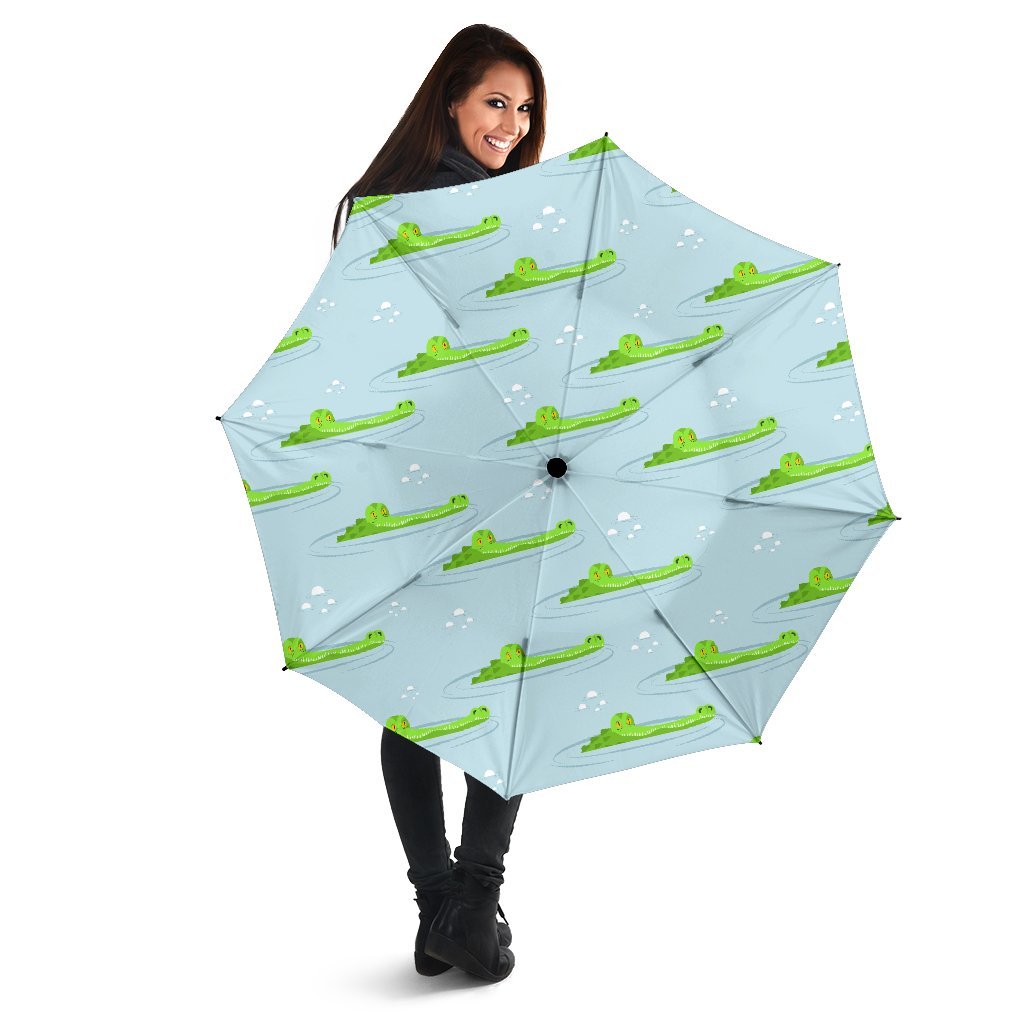 Crocodile Cartoon Print Pattern Automatic Foldable Umbrella-grizzshop