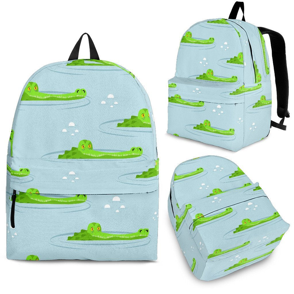 Crocodile Cartoon Print Pattern Backpack-grizzshop