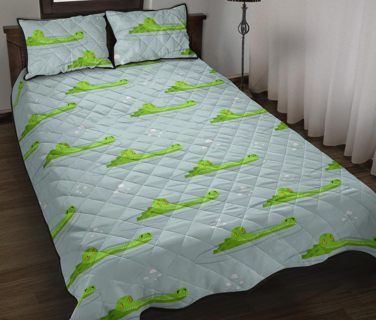 Crocodile Cartoon Print Pattern Bed Set Quilt-grizzshop