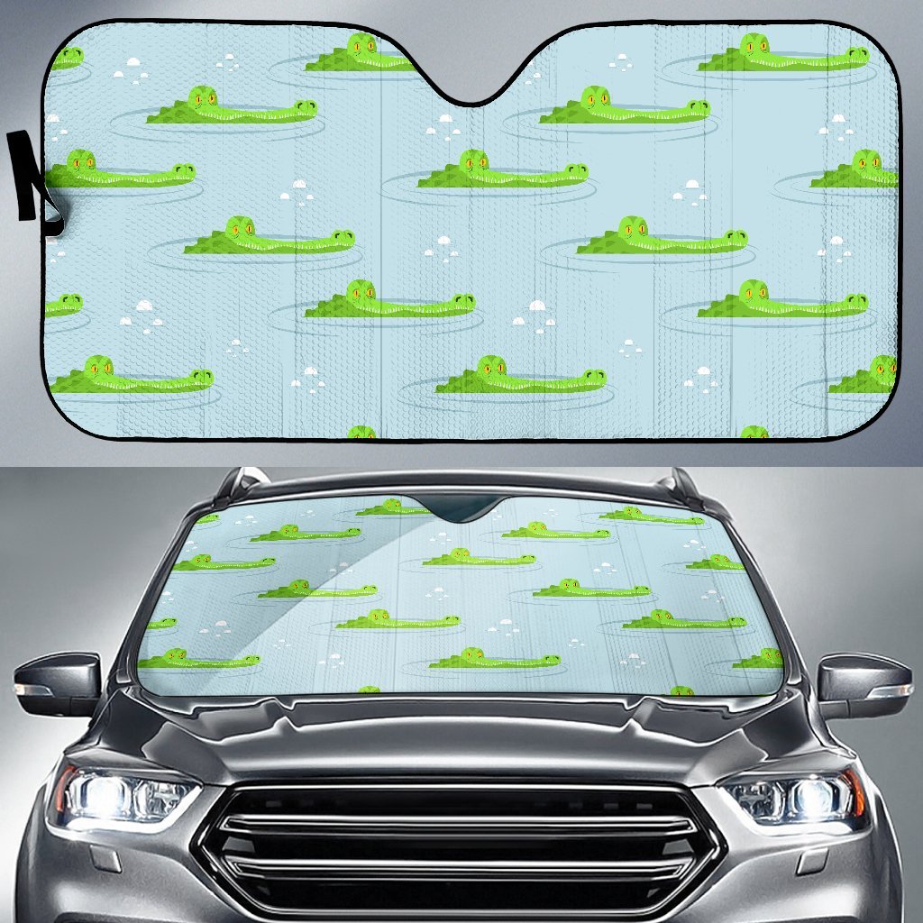 Crocodile Cartoon Print Pattern Car Sun Shade-grizzshop