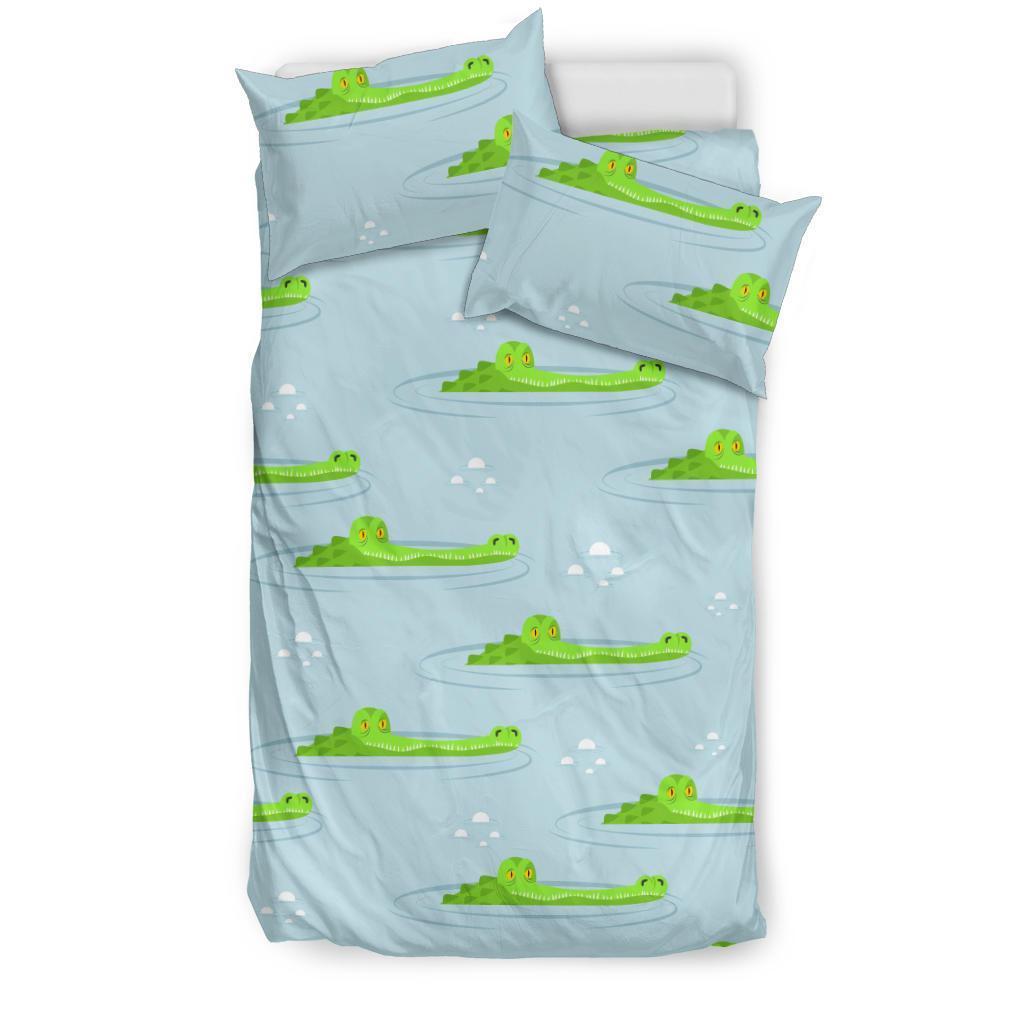 Crocodile Cartoon Print Pattern Duvet Cover Bedding Set-grizzshop