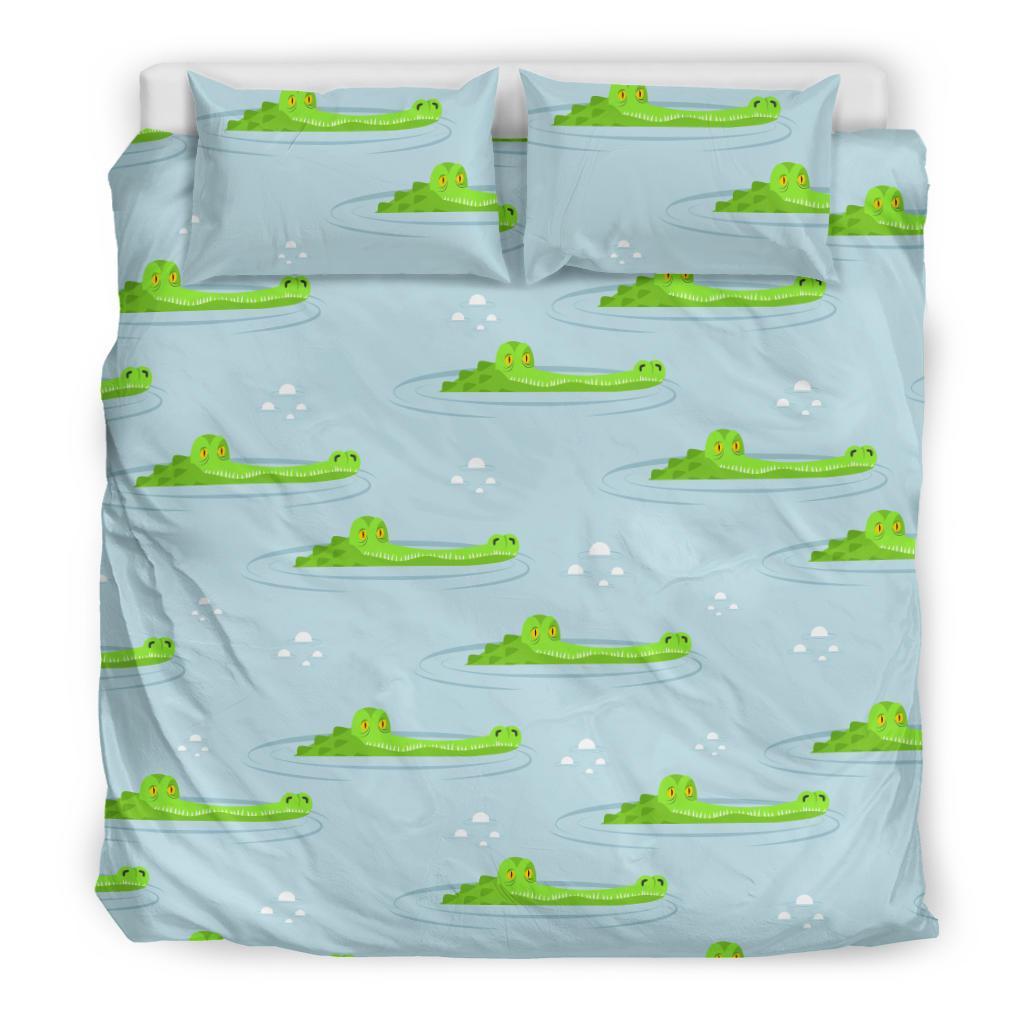 Crocodile Cartoon Print Pattern Duvet Cover Bedding Set-grizzshop