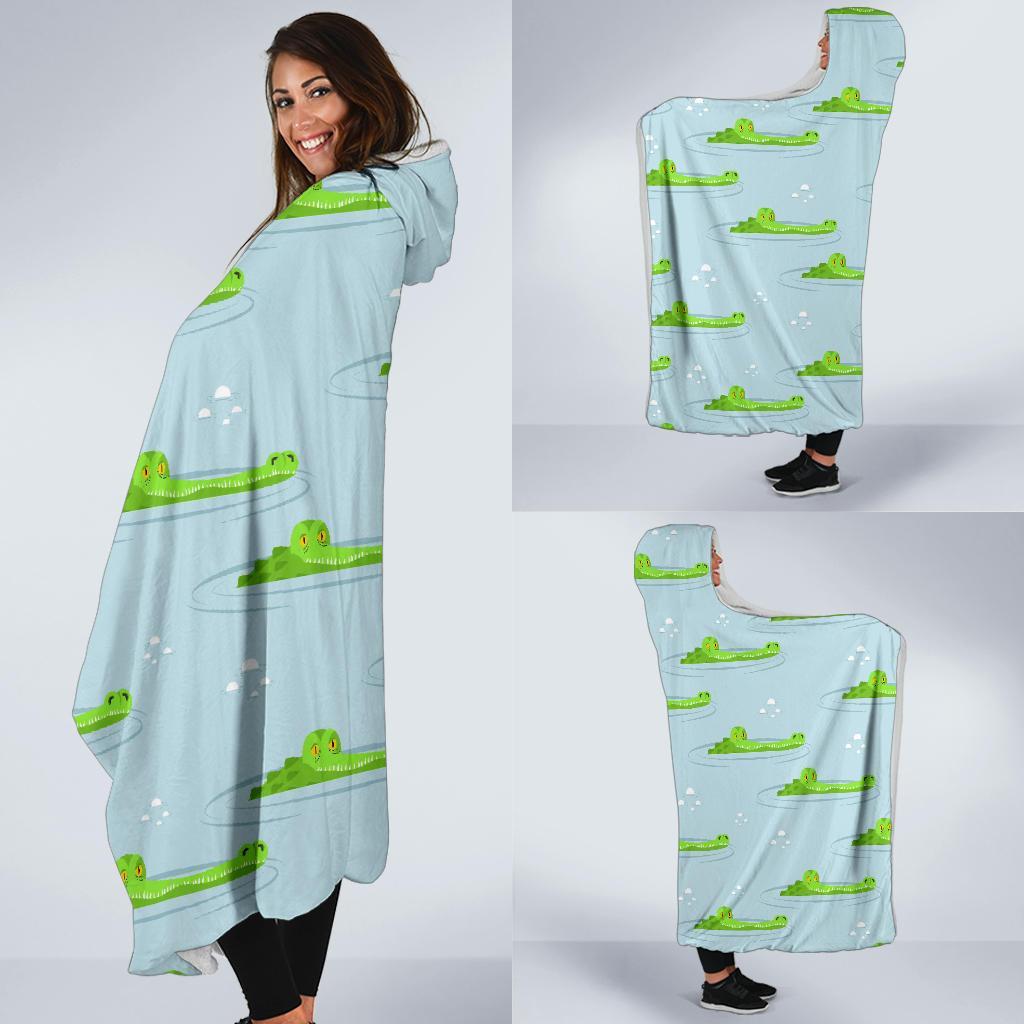 Crocodile Cartoon Print Pattern Hooded Blanket-grizzshop