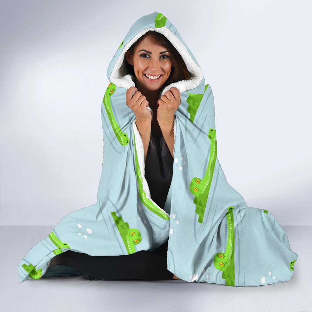 Crocodile Cartoon Print Pattern Hooded Blanket-grizzshop