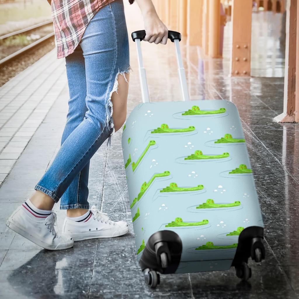 Crocodile Cartoon Print Pattern Luggage Cover Protector-grizzshop