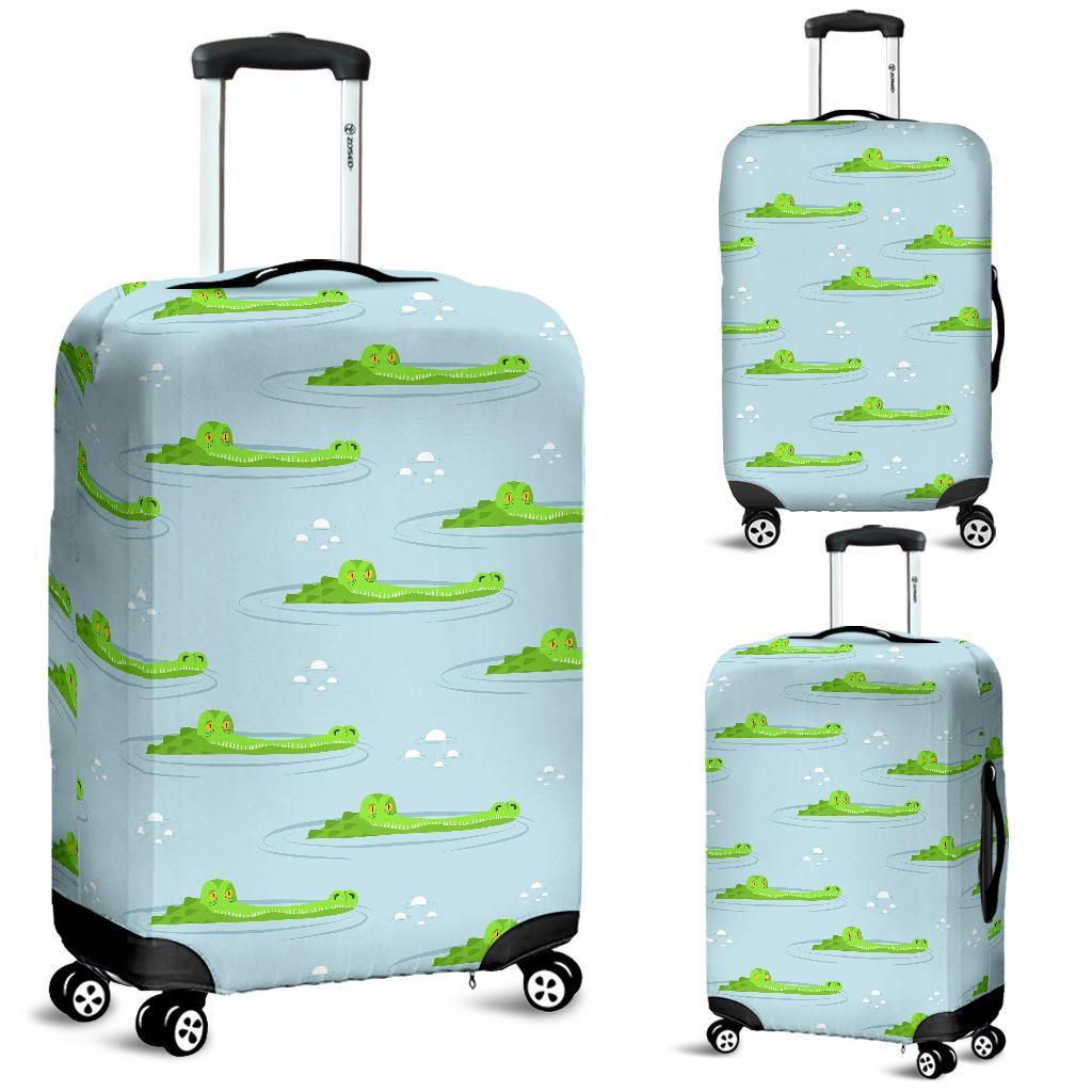 Crocodile Cartoon Print Pattern Luggage Cover Protector-grizzshop