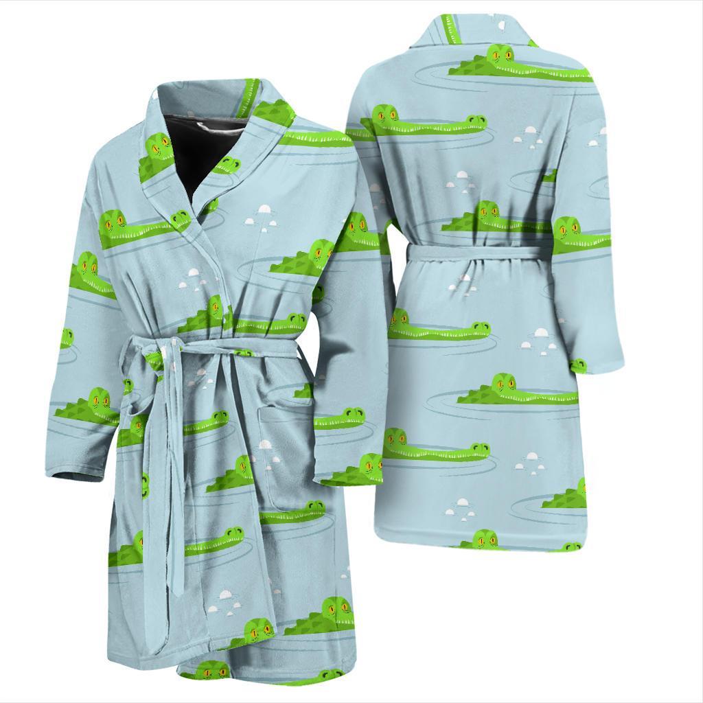 Crocodile Cartoon Print Pattern Men Long Robe-grizzshop