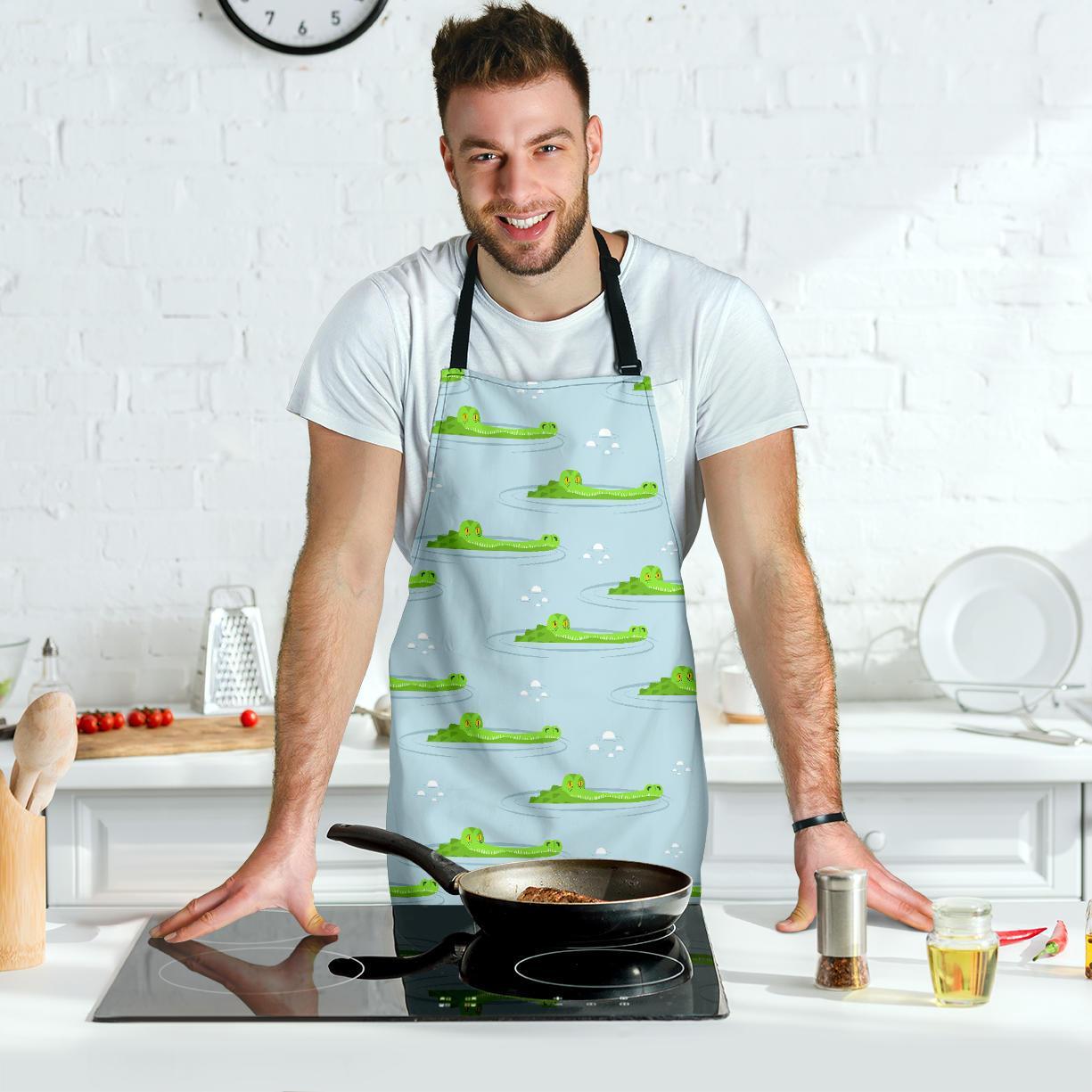 Crocodile Cartoon Print Pattern Men's Apron-grizzshop