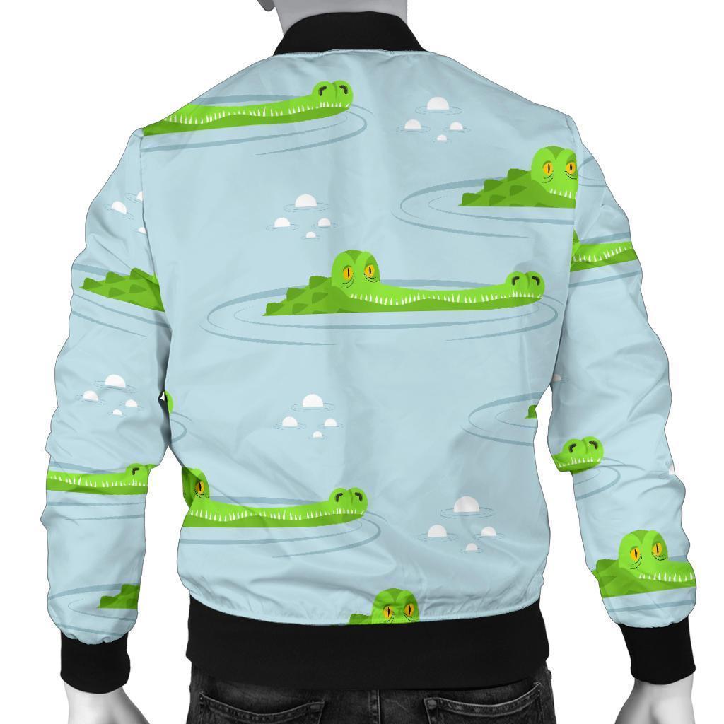 Crocodile Cartoon Print Pattern Men's Bomber Jacket-grizzshop