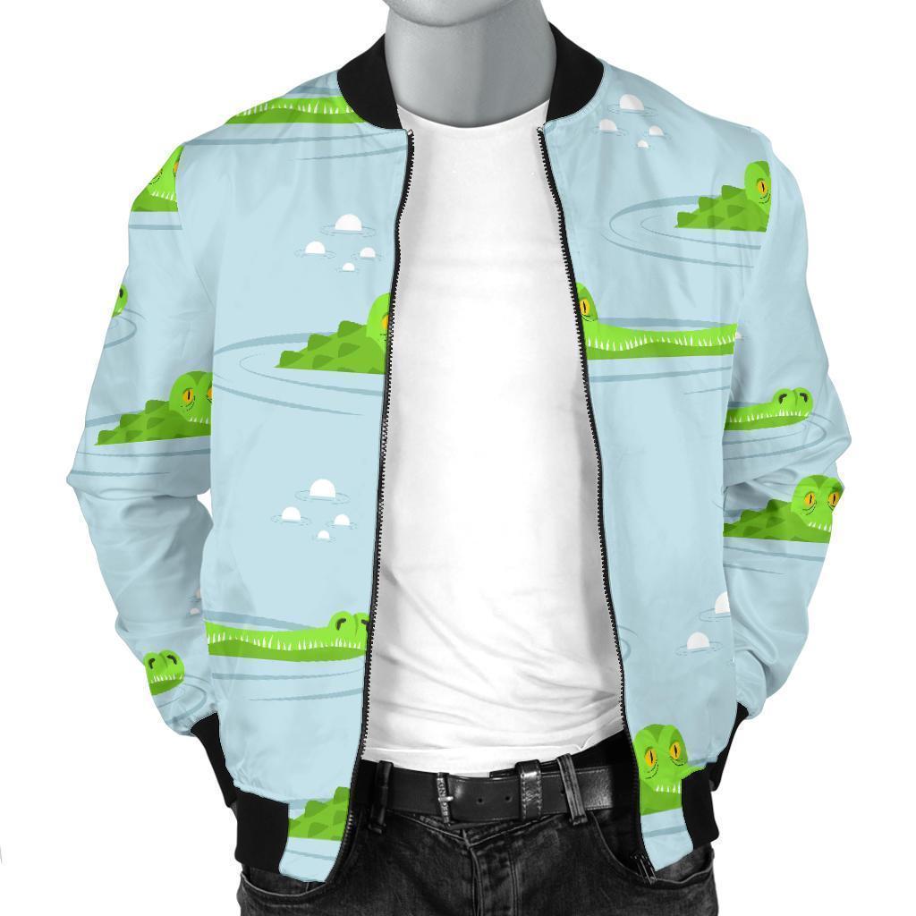 Crocodile Cartoon Print Pattern Men's Bomber Jacket-grizzshop